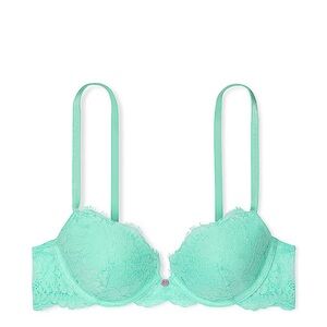 Victoria’s Secret Pink Lace Push Up “Waterfall Bra” 34C Teal/Lace